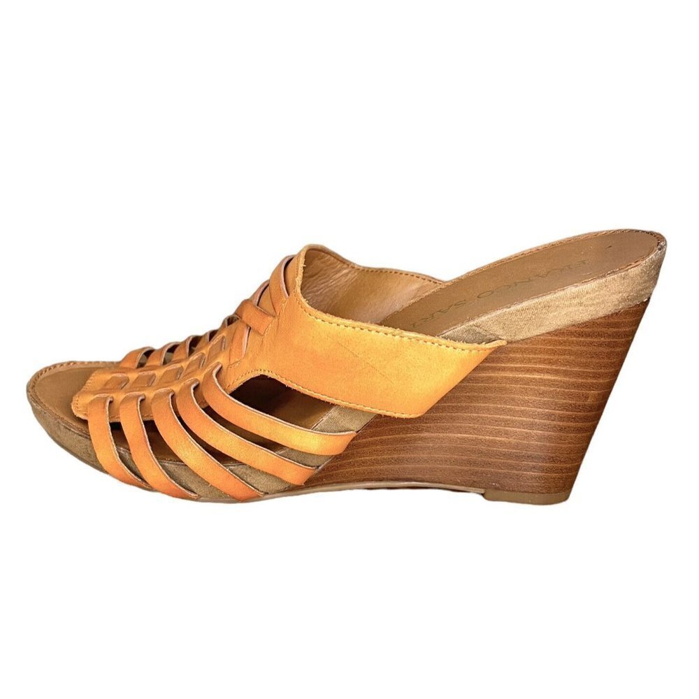 Franco Sarto Hillary Womens Shoes Size 8.5 Orange Sandal Wedges Leather‎ Heels